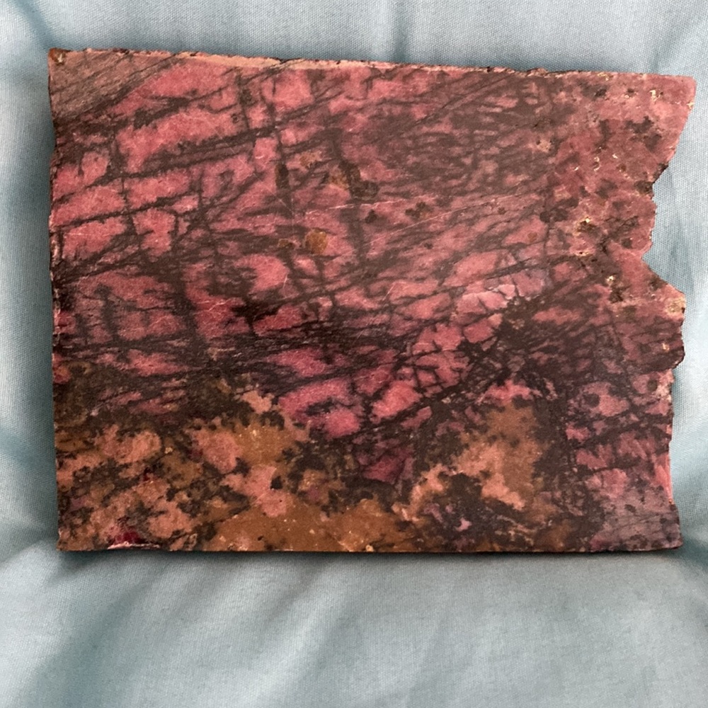Rhodonite slab. Pink, black and brown. Place in southwest part of house. - Picture 2 of 5